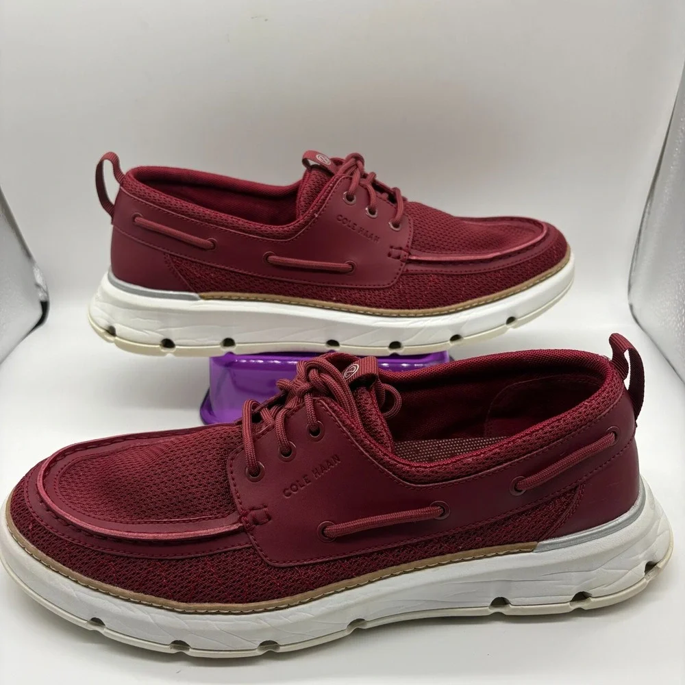 Cole Haan 4.Zerøgrand Regatta C35976 Mens US 11M Boat Shoes Red Lace Up Sneakers